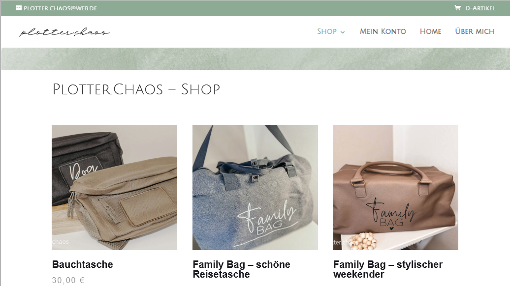 screenshot des webshops von plotterchaos, nadine leute