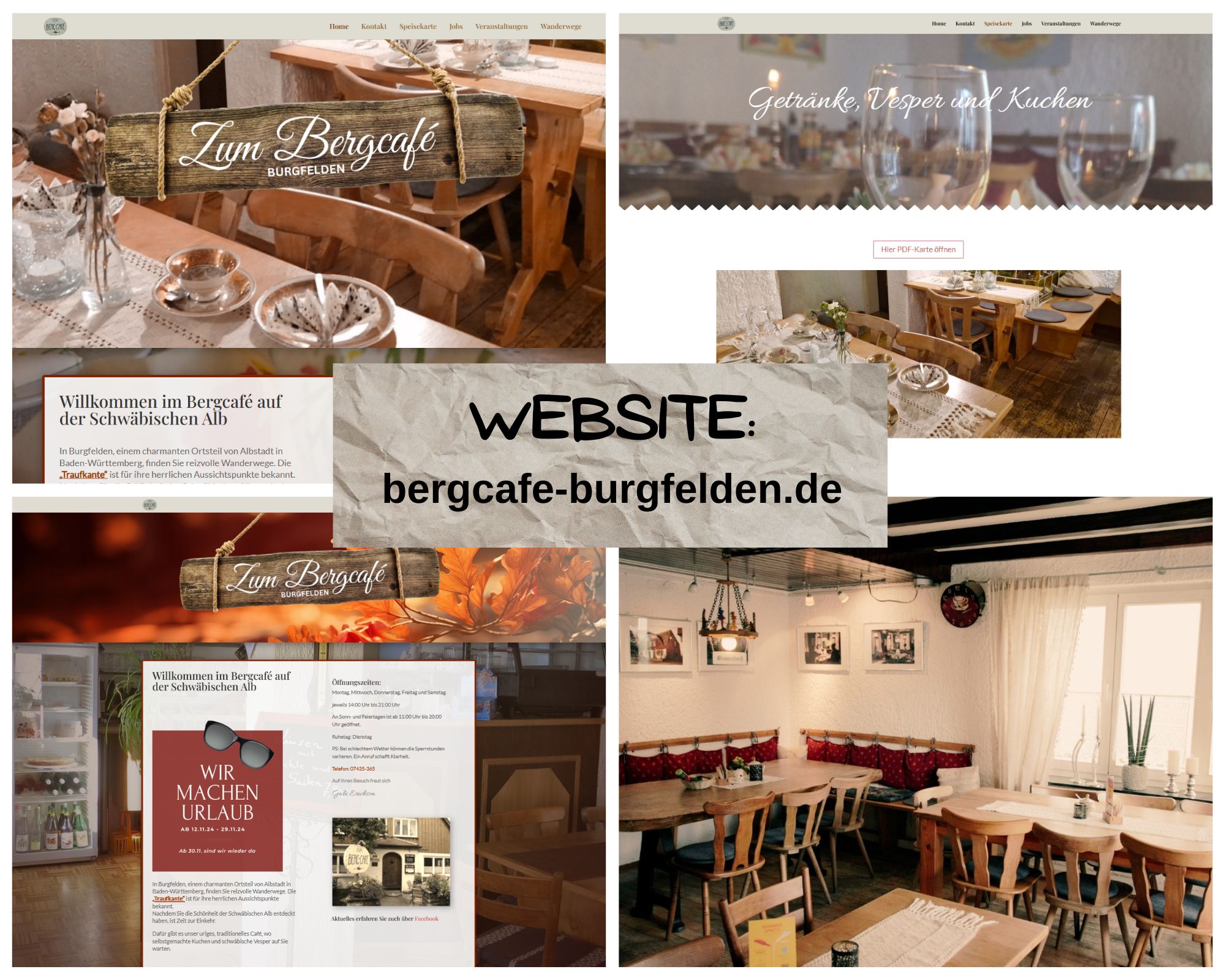 collage vom bergcafe in burgfelden