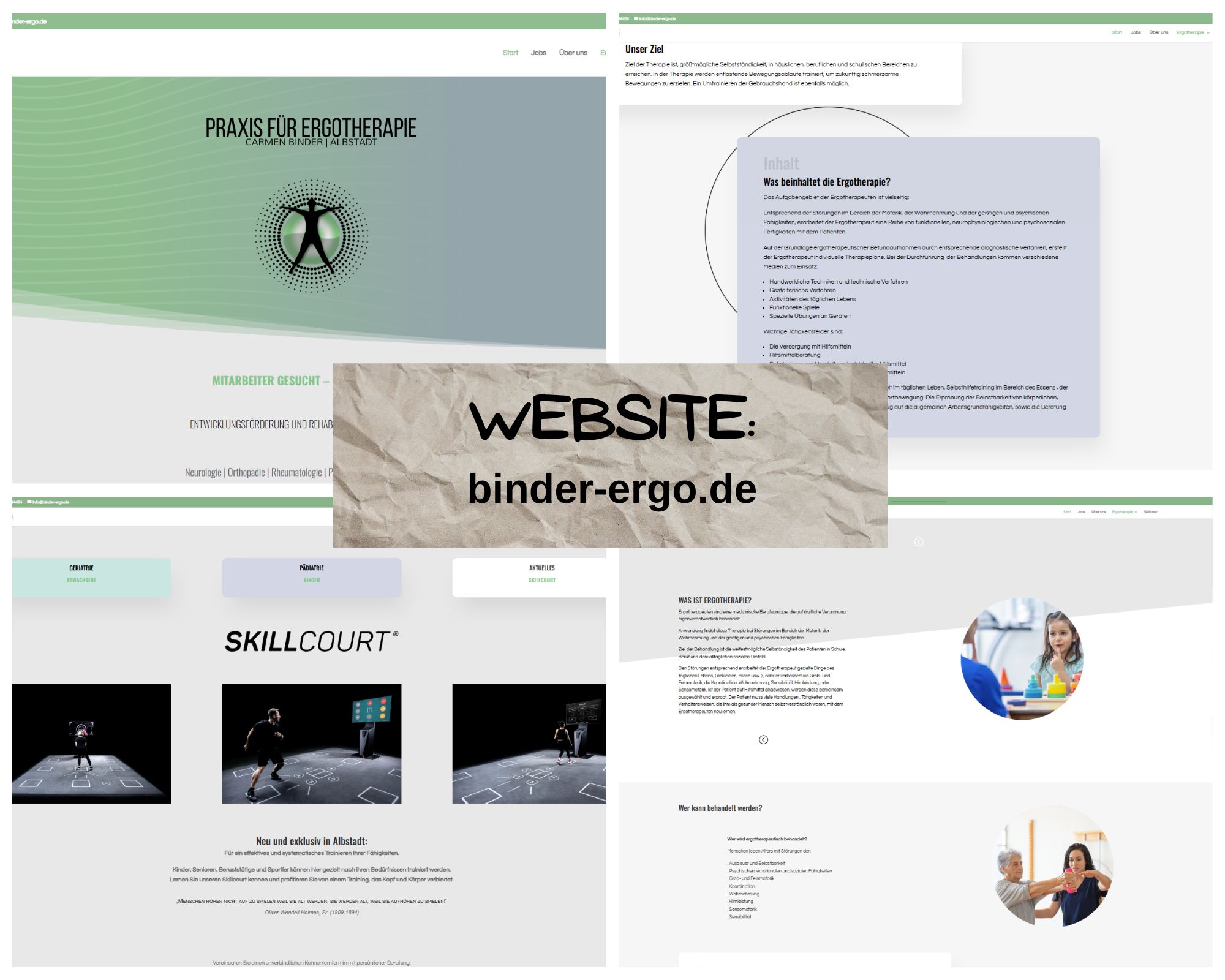 bildercollage der website einer ergotherapeutin