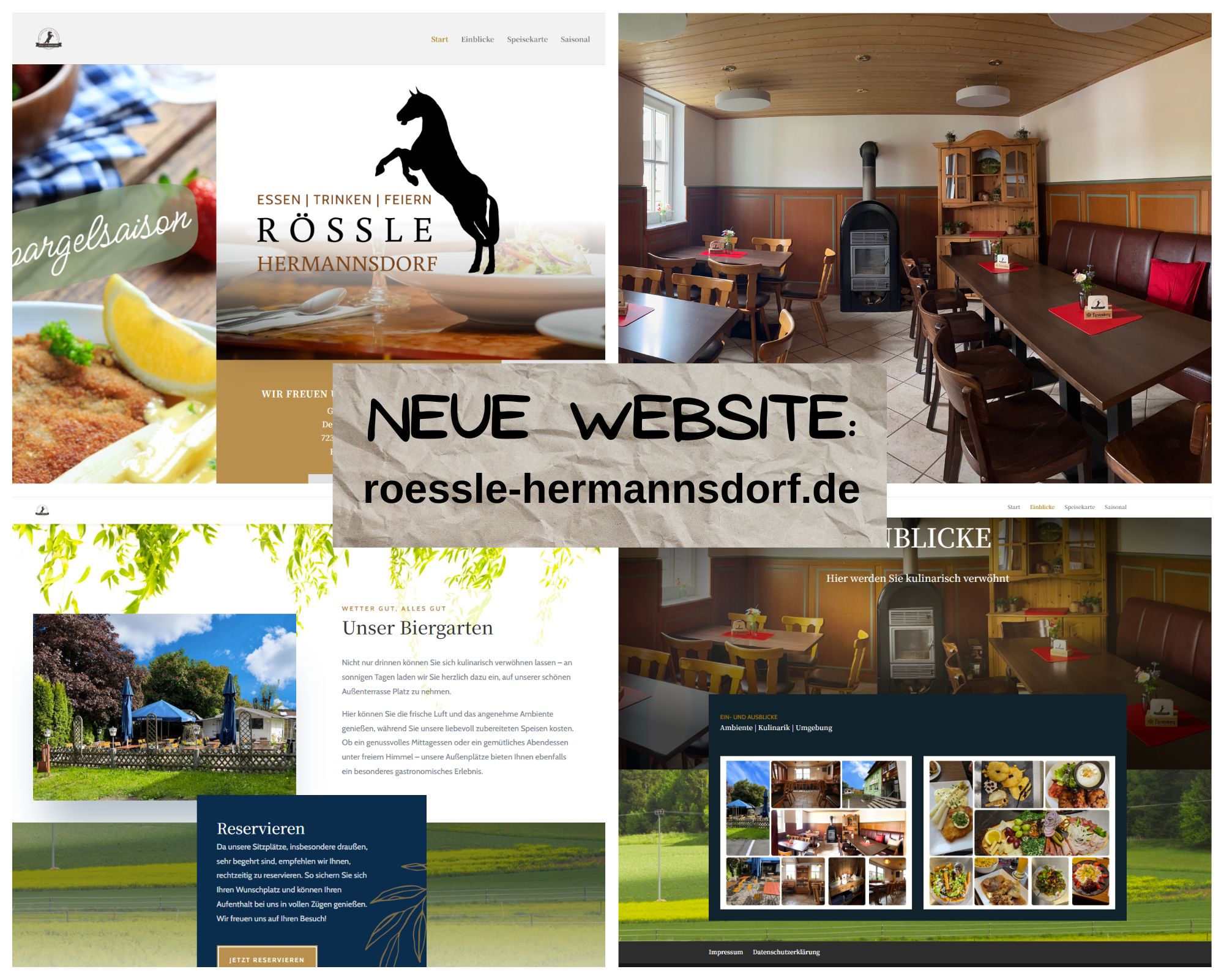 eine collage mit bildern einer speisegaststätte