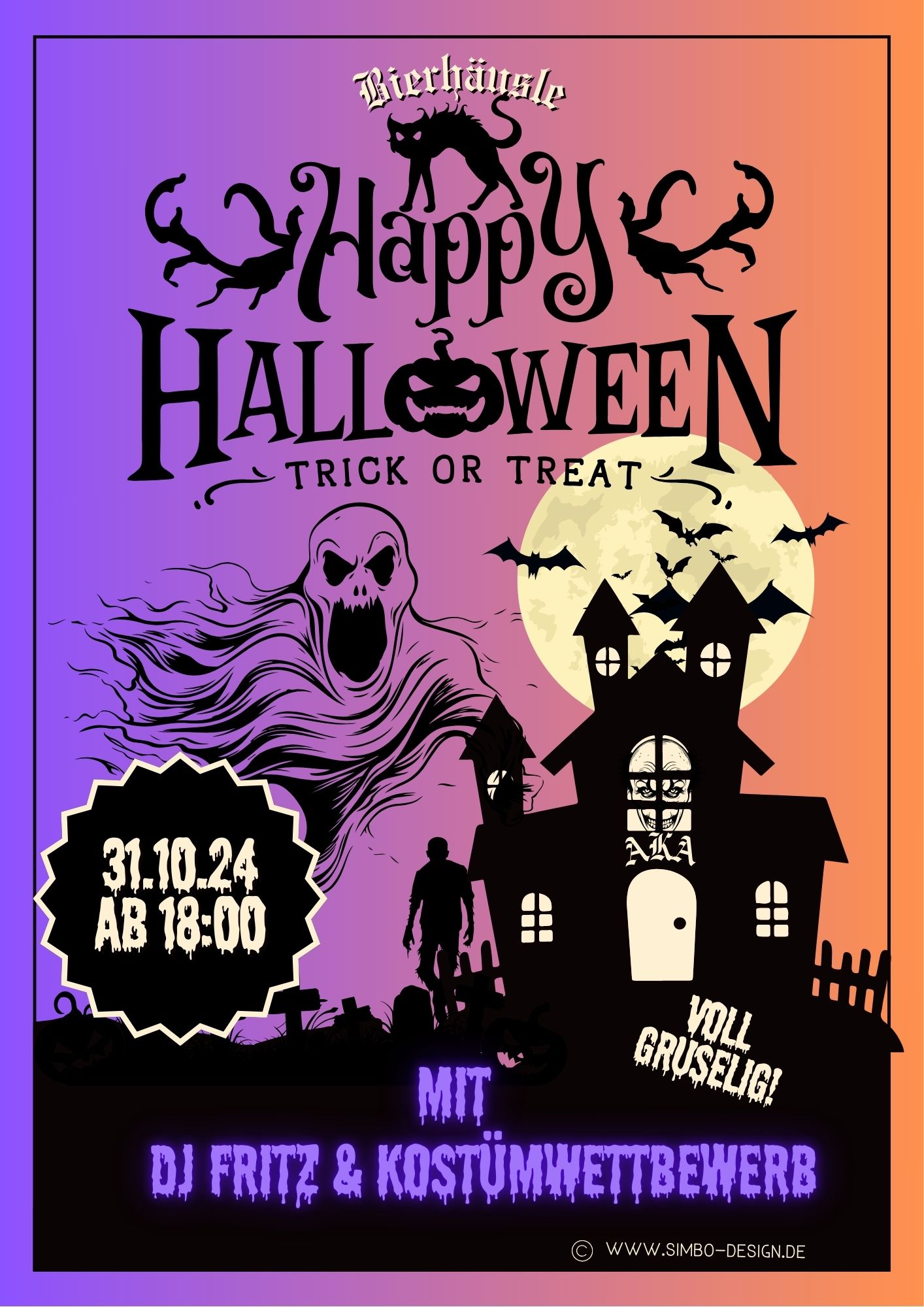 poster für halloween-party, voll gruselig