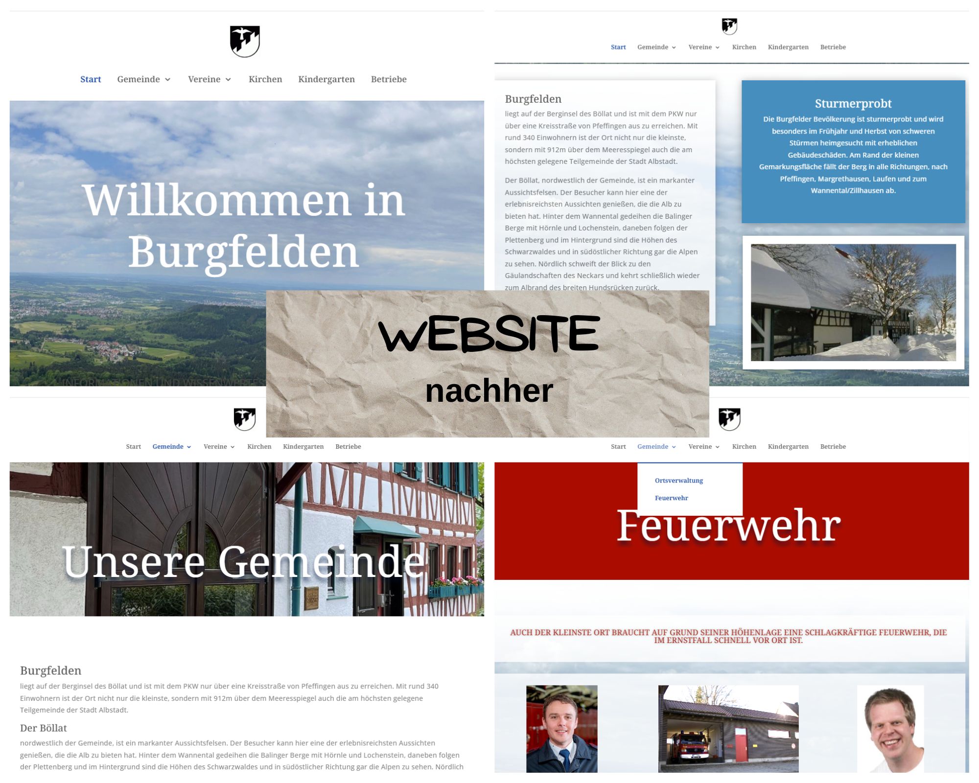 webseite relaunch, bildercollage einer webseite nach modernisierung