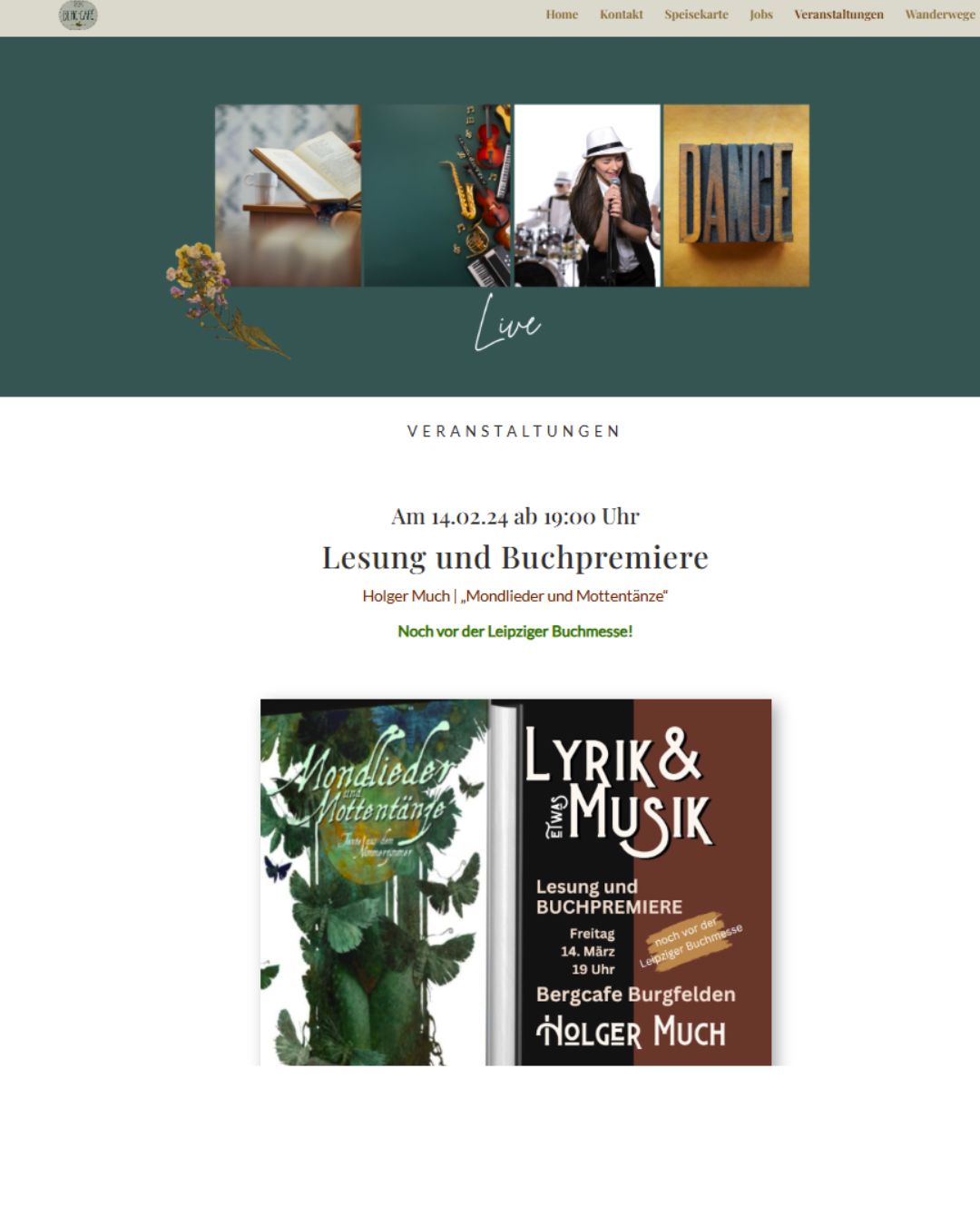 homepage unterseite "veranstaltungen" sceenshot