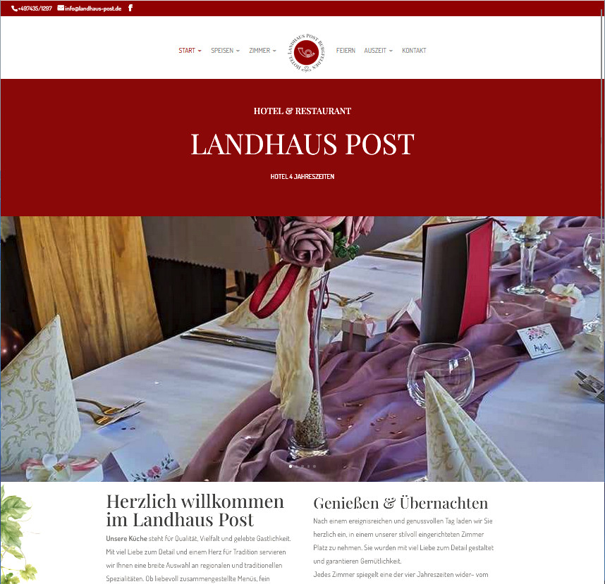 Screenshot der Webseite vom Landhaus Post in Burgfelden.