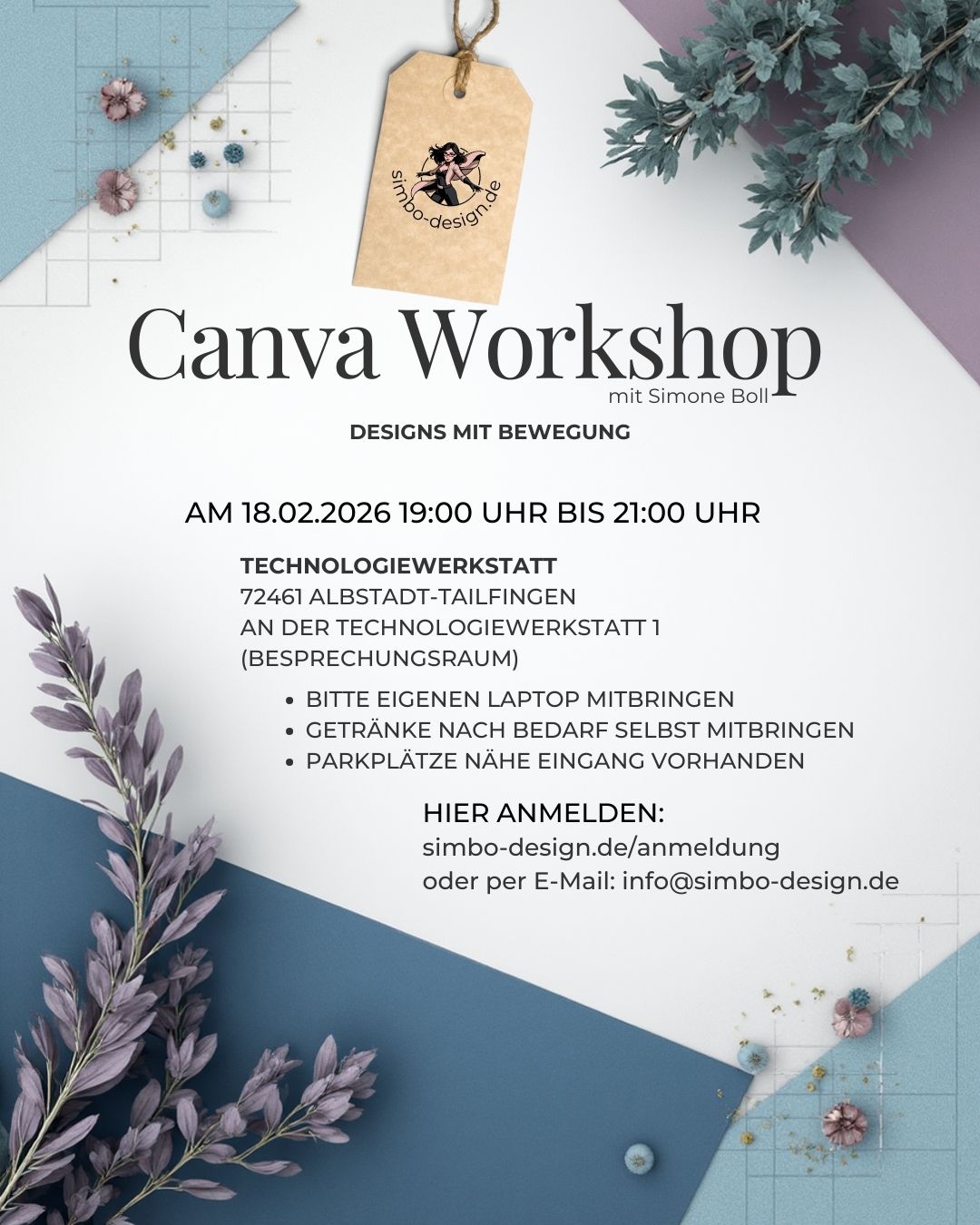 flyer für Canva Workshop mit Daten